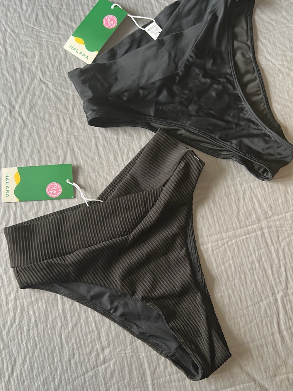 HALARA Black Ribbed and Smooth Bikini Set
